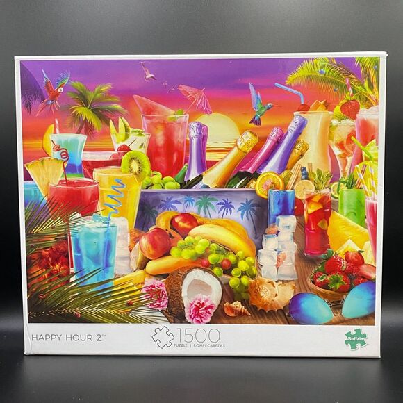 1000 Piece Puzzle Happy Hour 2 -Vibrant Tropical Cocktails & Fruit-Free Shipping - Picture 1 of 7